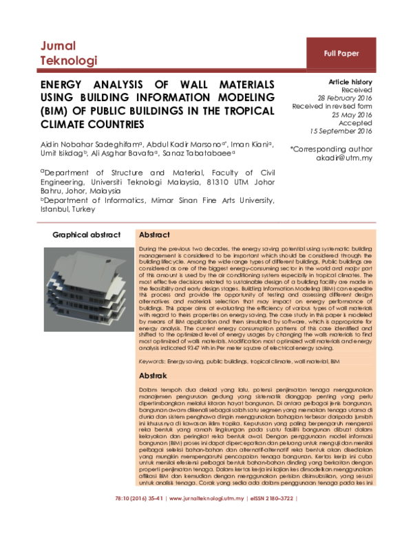 (PDF) Energy Analysis of Wall Materials Using Building Information ...