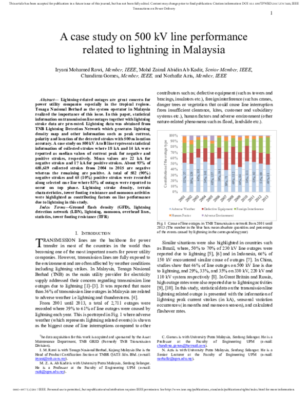 (PDF) A Case Study on 500 kV Line Performance Related to Lightning in ...