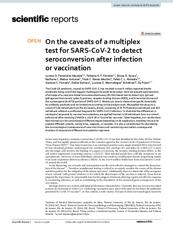 (PDF) On the caveats of a multiplex test for SARS-CoV-2 to detect ...