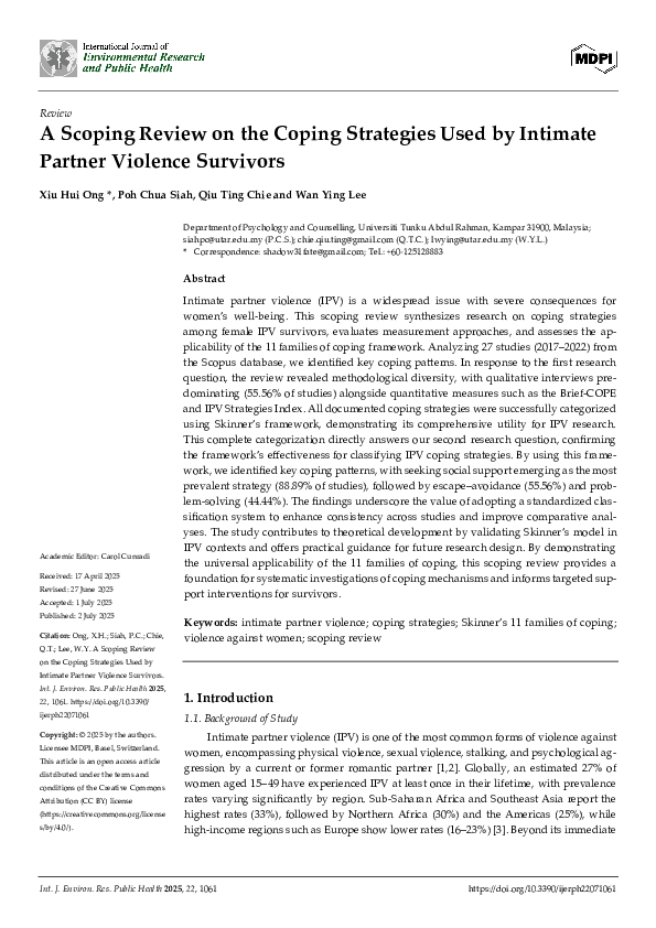 (PDF) A Scoping Review on the Coping Strategies Used by Intimate ...