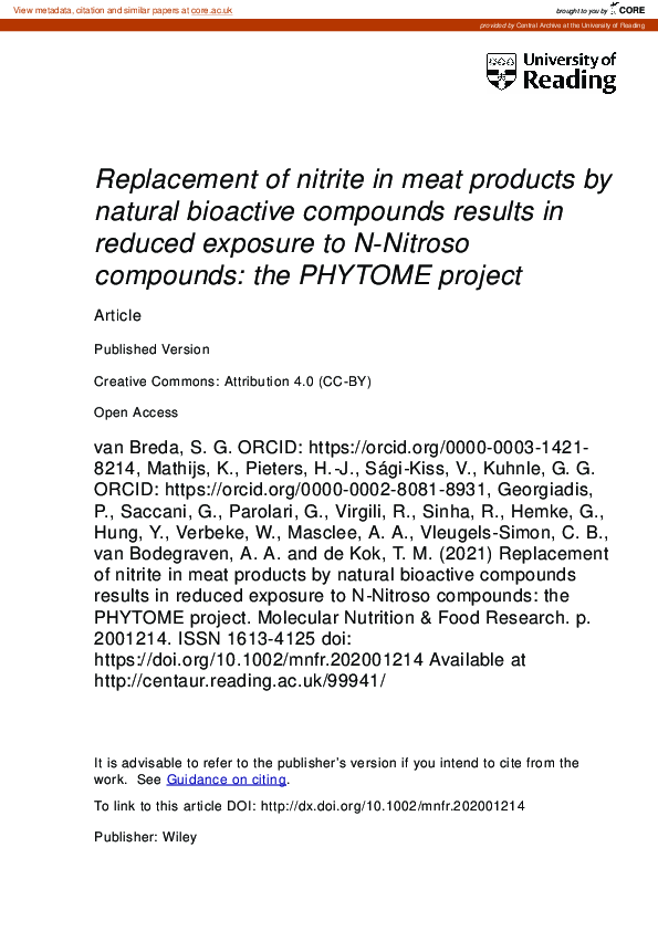 (PDF) Replacement of Nitrite in Meat Products by Natural Bioactive ...