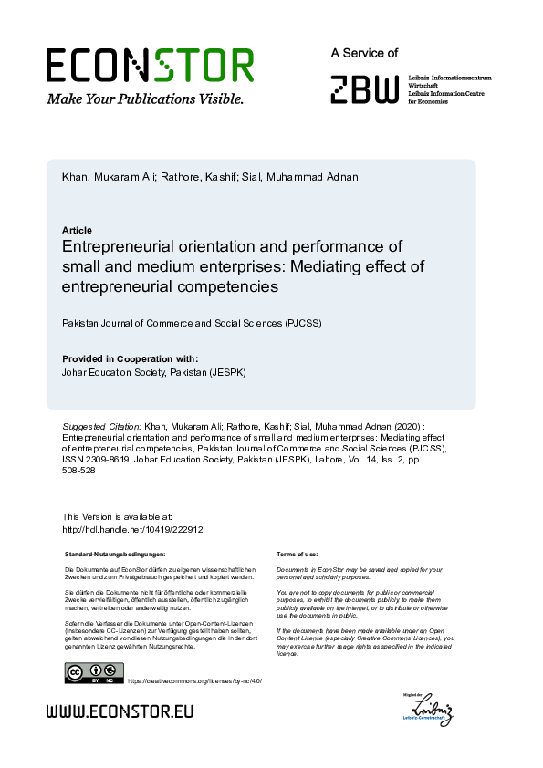 (PDF) Entrepreneurial orientation and performance of small and medium ...