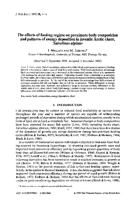 (PDF) The effects of feeding regime on proximate body composition and ...