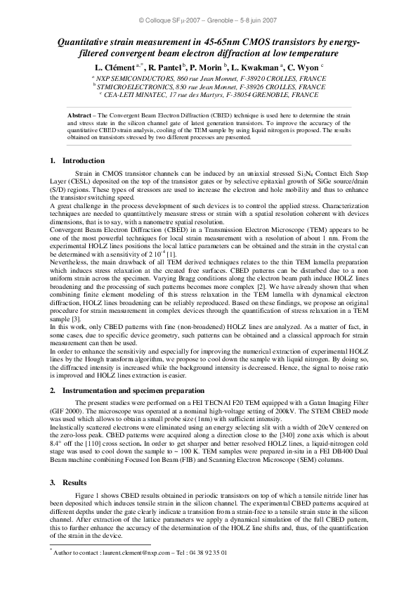 (PDF) Quantitative strain measurement in 45-65nm CMOS transistors by ...