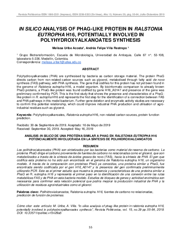 (PDF) IN SILICO ANALYSIS OF PHAG-LIKE PROTEIN IN RALSTONIA EUTROPHA H16 ...