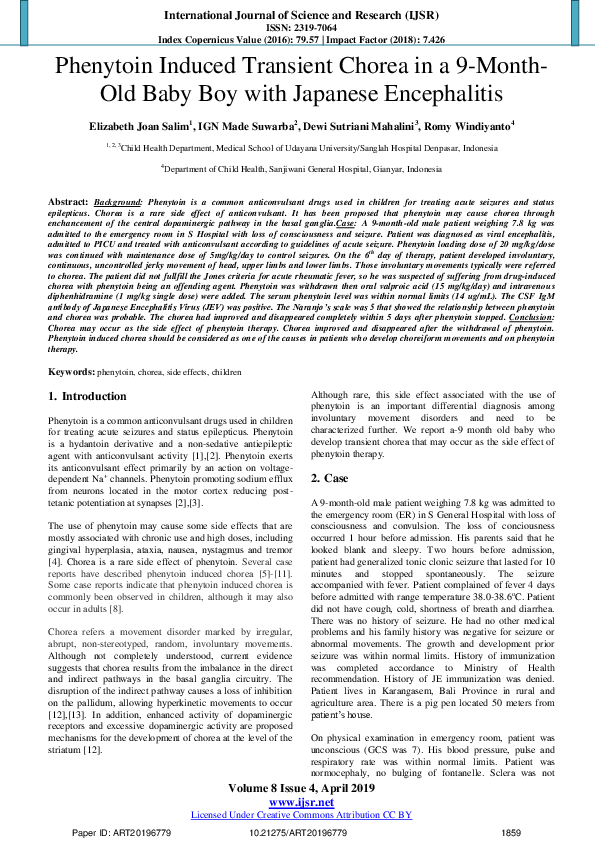 (PDF) Phenytoin Induced Transient Chorea in a 9-Month-Old Baby Boy with ...