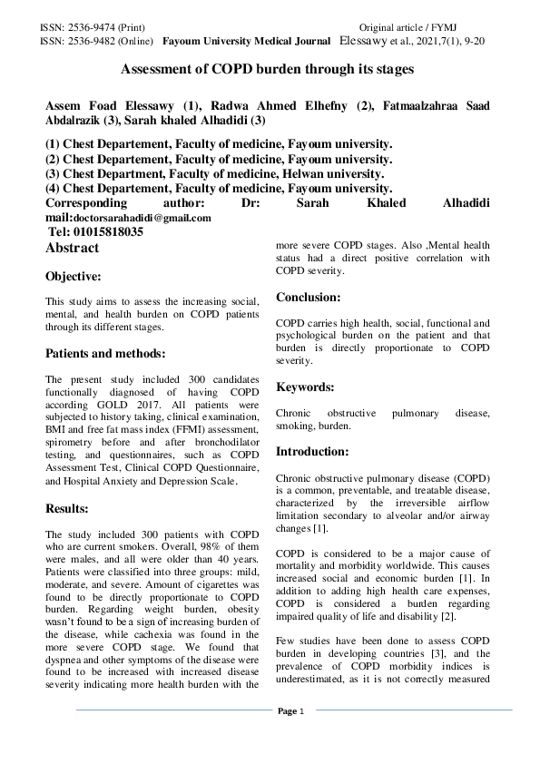 (PDF) Assessment of COPD burden through its stages