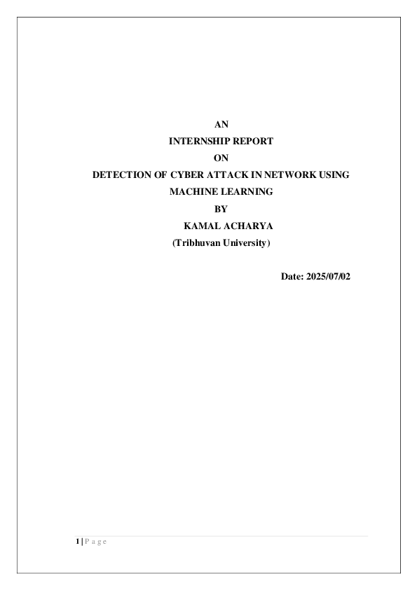 (PDF) DETECTION OF CYBER ATTACK IN NETWORK USING MACHINE LEARNING