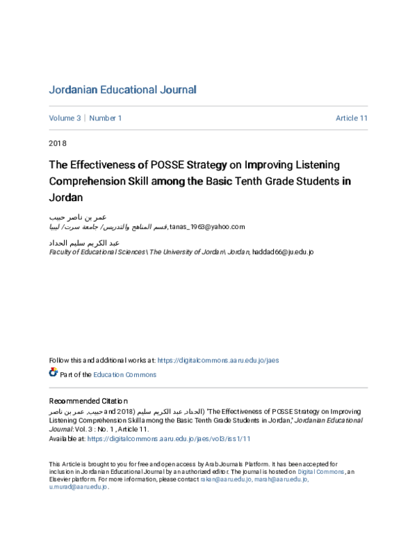 (PDF) The Effectiveness of POSSE Strategy on Improving Listening ...