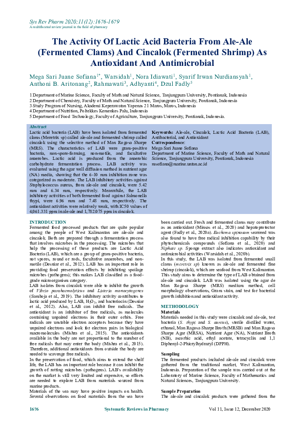 (PDF) The Activity Of Lactic Acid Bacteria From Ale-Ale (Fermented ...