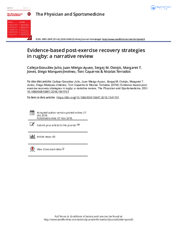 (PDF) Evidence-based post-exercise recovery strategies in rugby: a ...