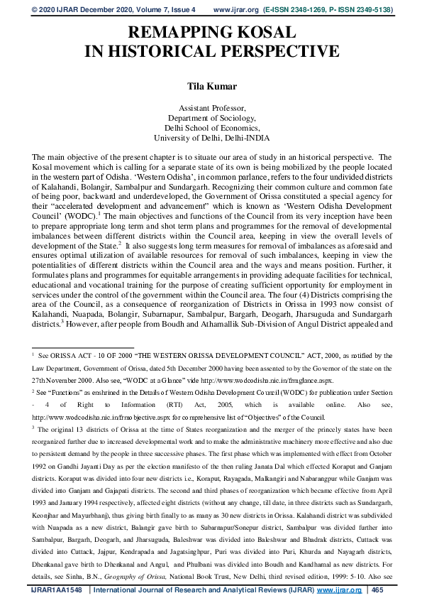 (PDF) REMAPPING KOSAL IN HISTORICAL PERSPECTIVE