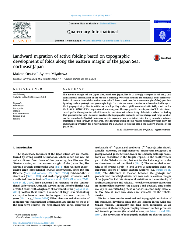 (PDF) Landward migration of active folding based on topographic ...