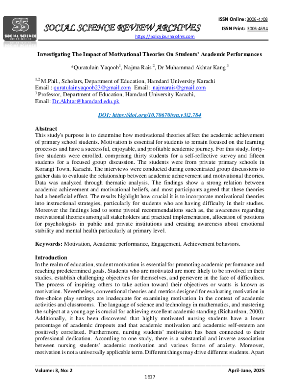(PDF) Investigating The Impact of Motivational Theories On Students ...