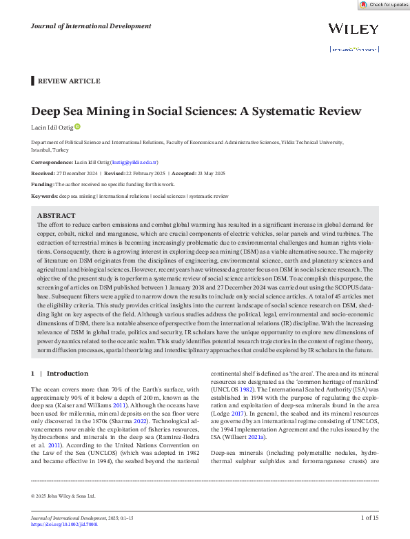 (PDF) Deep Sea Mining in Social Sciences: A Systematic Review