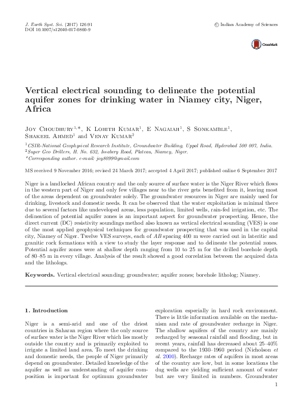 (PDF) Vertical electrical sounding to delineate the potential aquifer ...