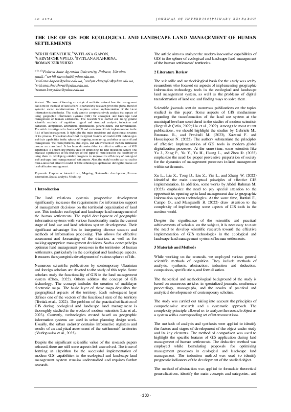 (PDF) The Use of Gis for Ecological and Landscape Land Management of ...
