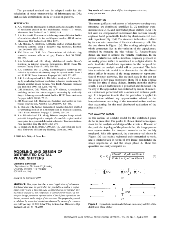 (PDF) Modeling and design of distributed digital phase shifters