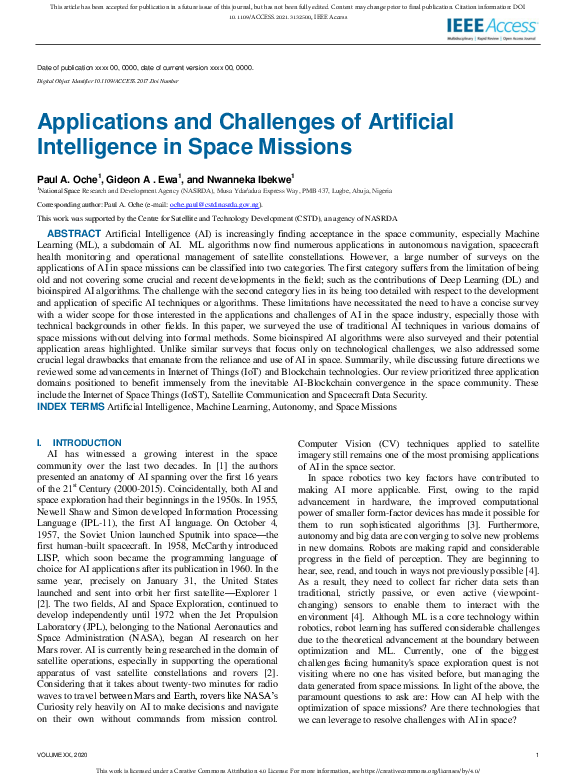 (PDF) Applications and Challenges of Artificial Intelligence in Space ...