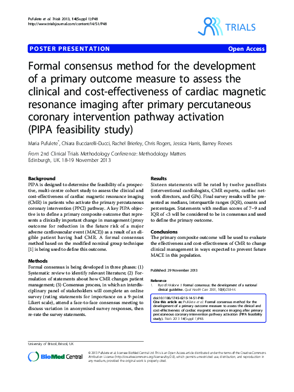 (PDF) Formal consensus method for the development of a primary outcome ...