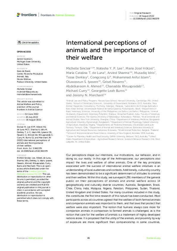 (PDF) International perceptions of animals and the importance of their ...