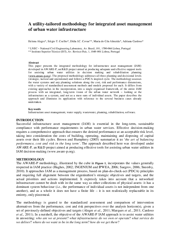 (PDF) A utility-tailored methodology for integrated asset management of ...