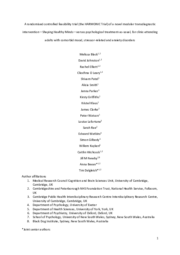 (PDF) A randomised controlled feasibility trial (the HARMONIC Trial) of ...