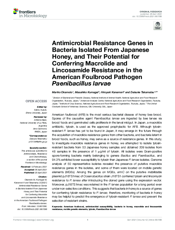 (PDF) Antimicrobial Resistance Genes in Bacteria Isolated From Japanese ...