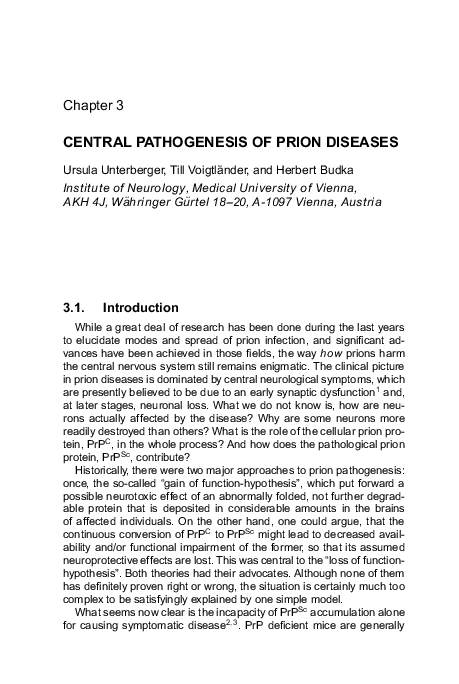 (PDF) Central pathogenesis of prion diseases