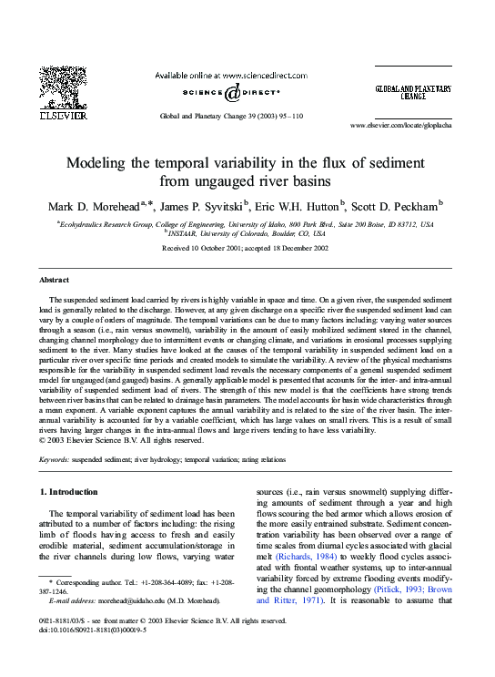 (PDF) Modeling the temporal variability in the flux of sediment from ...