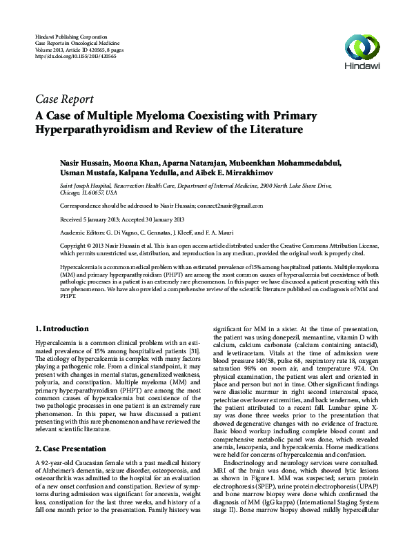 (PDF) A Case of Multiple Myeloma Coexisting with Primary ...