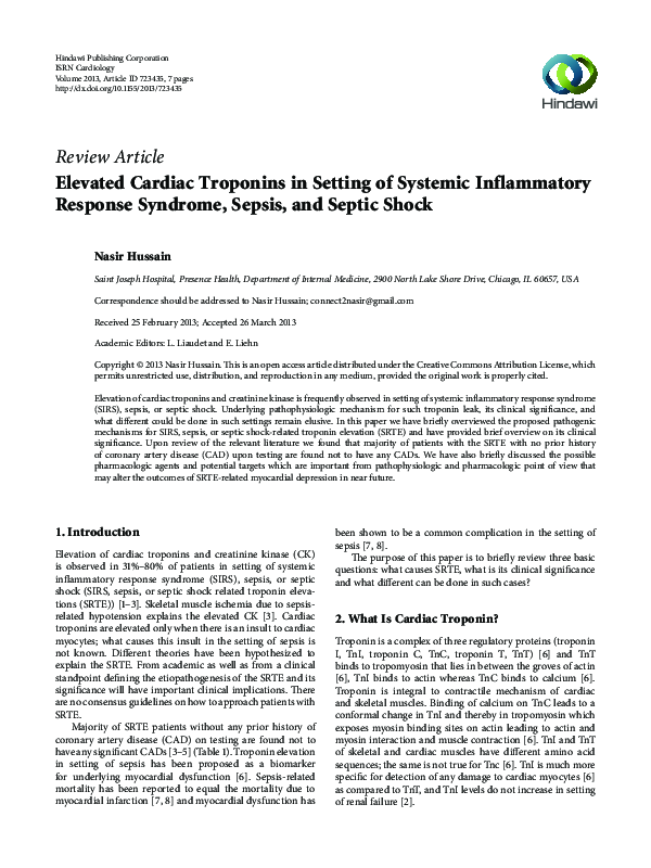 (PDF) Elevated Cardiac Troponins in Setting of Systemic Inflammatory ...