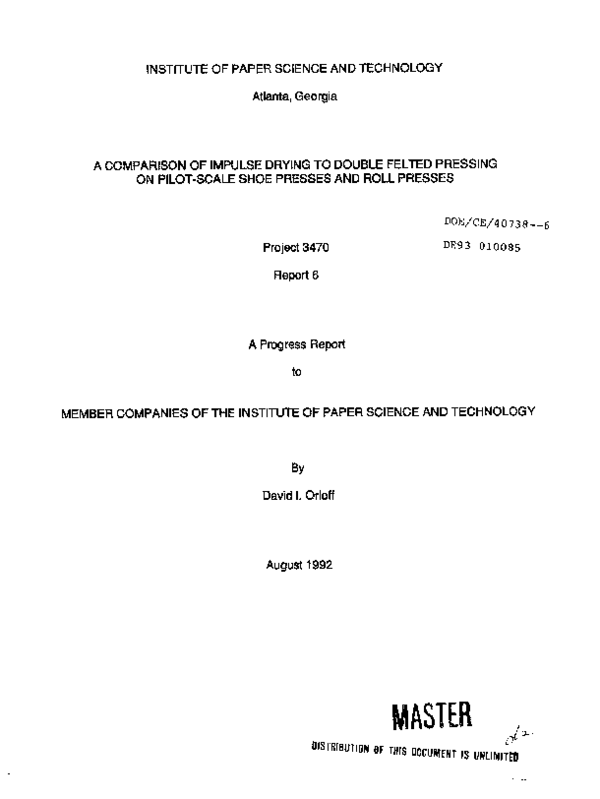 (PDF) A comparison of impulse drying to double felted pressing on pilot ...