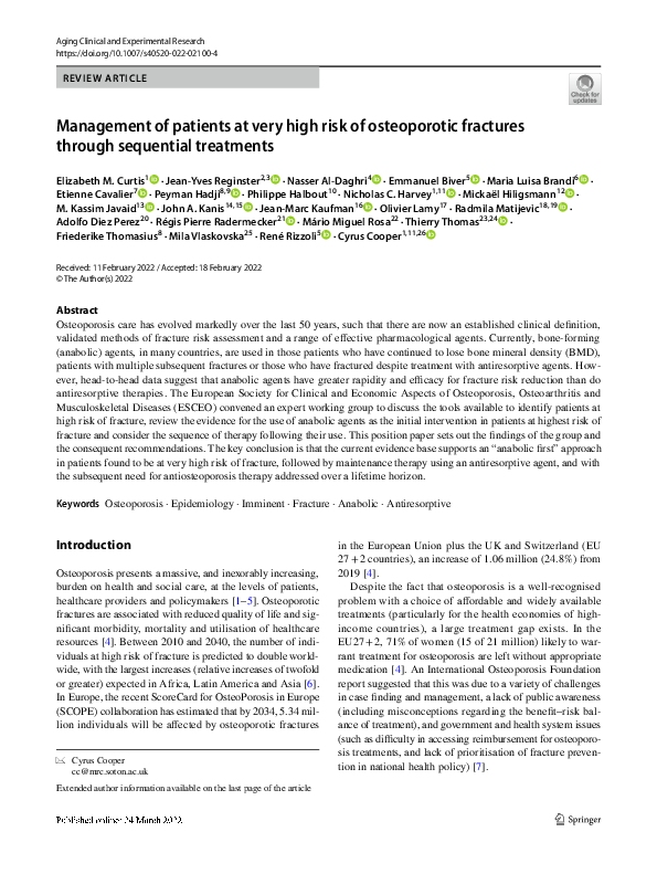 (PDF) Management of patients at very high risk of osteoporotic ...