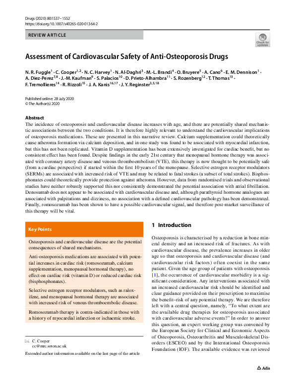 (PDF) Assessment of Cardiovascular Safety of Anti-Osteoporosis Drugs