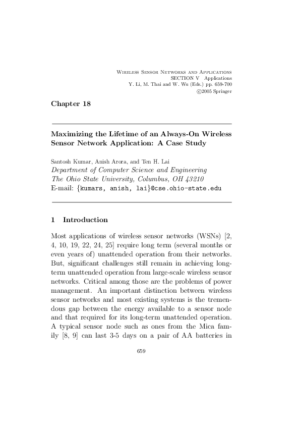 (PDF) Maximizing the Lifetime of an Always-On Wireless Sensor Network ...