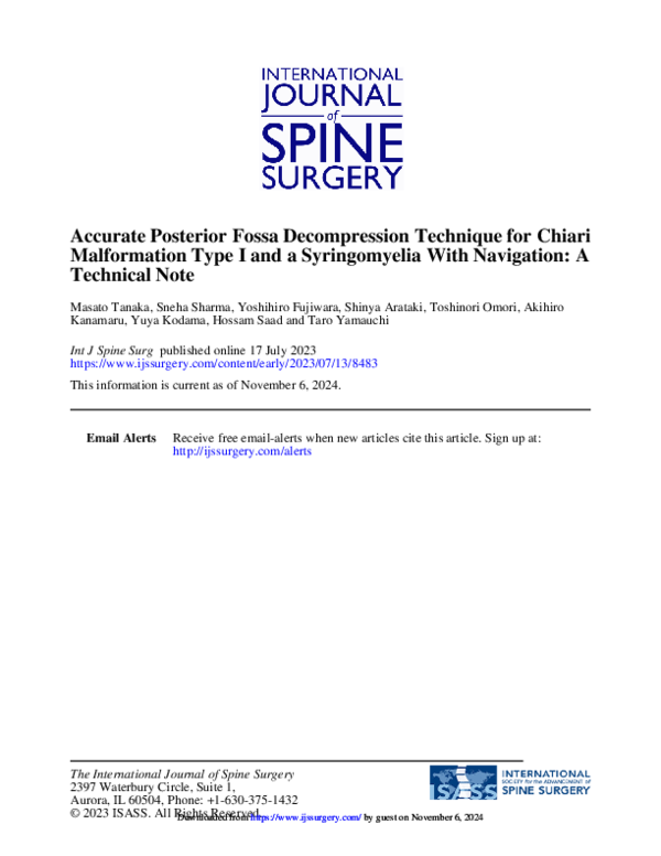 (PDF) Accurate Posterior Fossa Decompression Technique for Chiari ...