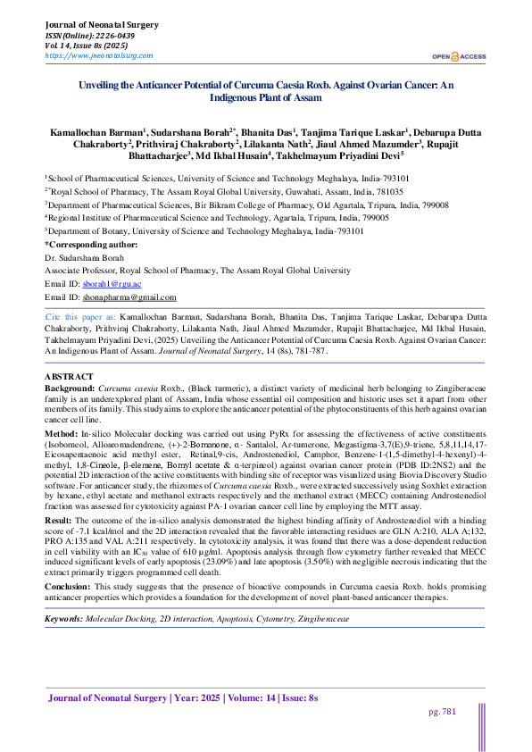 (PDF) Unveiling the Anticancer Potential of Curcuma Caesia Roxb ...