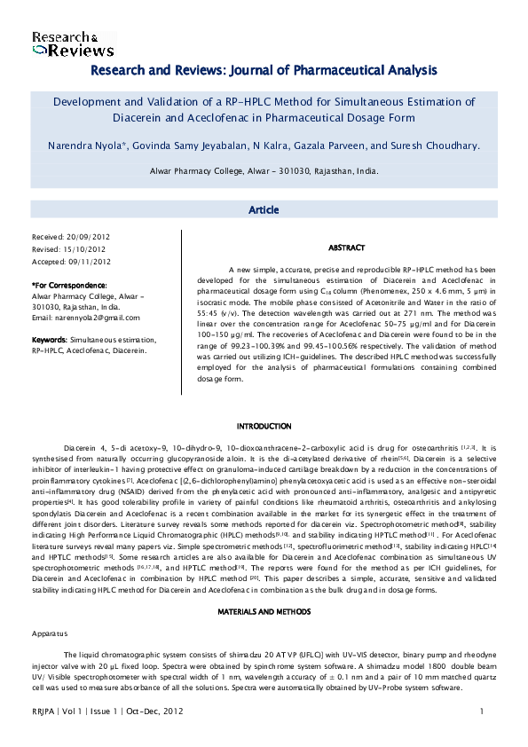 (PDF) Development and Validation of a RP-HPLC Method for Simultaneous ...