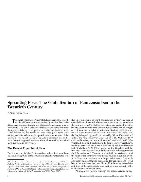 (PDF) Spreading Fires: The Globalization of Pentecostalism in the ...