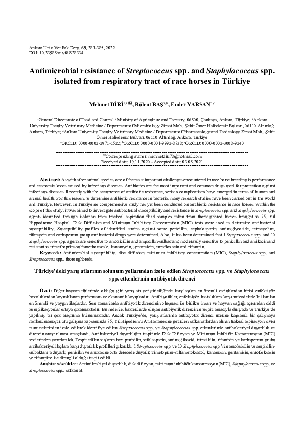 (PDF) Antimicrobial resistance of Streptococcus spp. and Staphylococcus ...