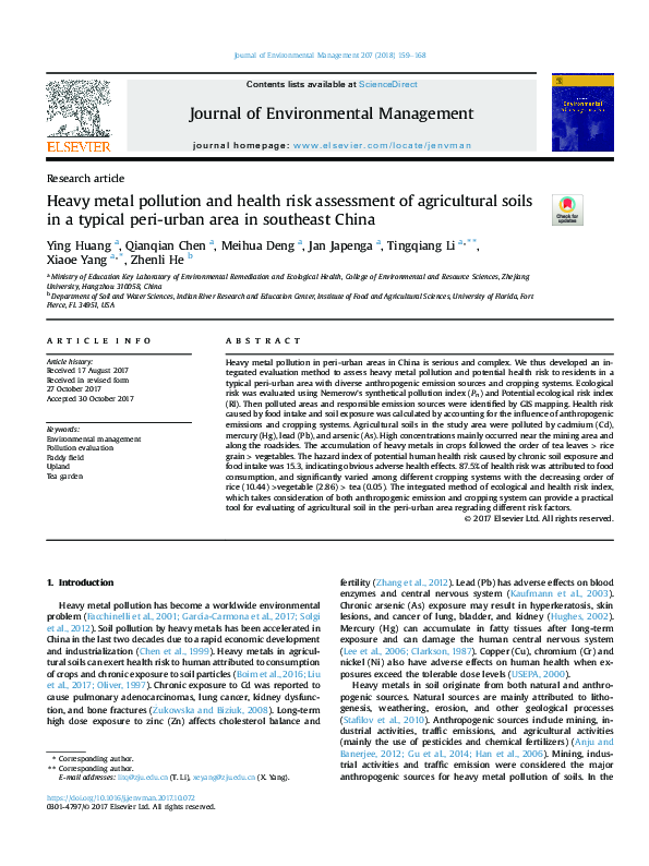 (PDF) Heavy metal pollution and health risk assessment in the Wei River ...