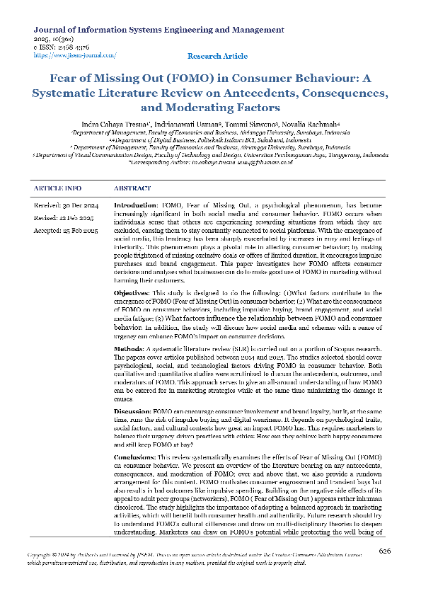 (PDF) View of Fear of Missing Out (FOMO) in Consumer Behaviour A ...