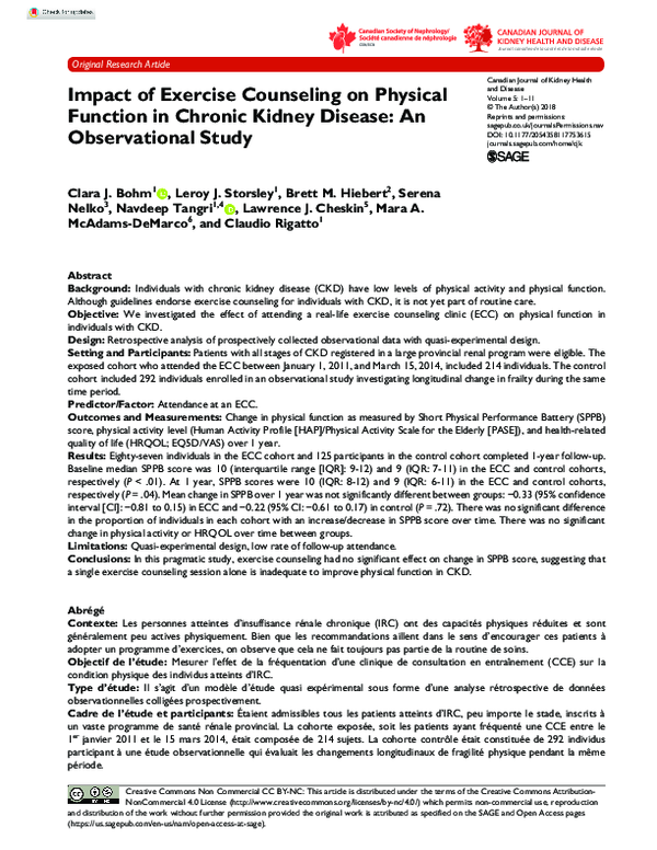(PDF) Impact of Exercise Counseling on Physical Function in Chronic ...