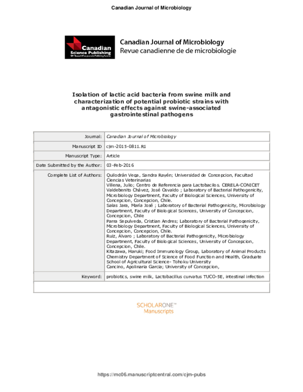 (PDF) Isolation of lactic acid bacteria from swine milk and ...