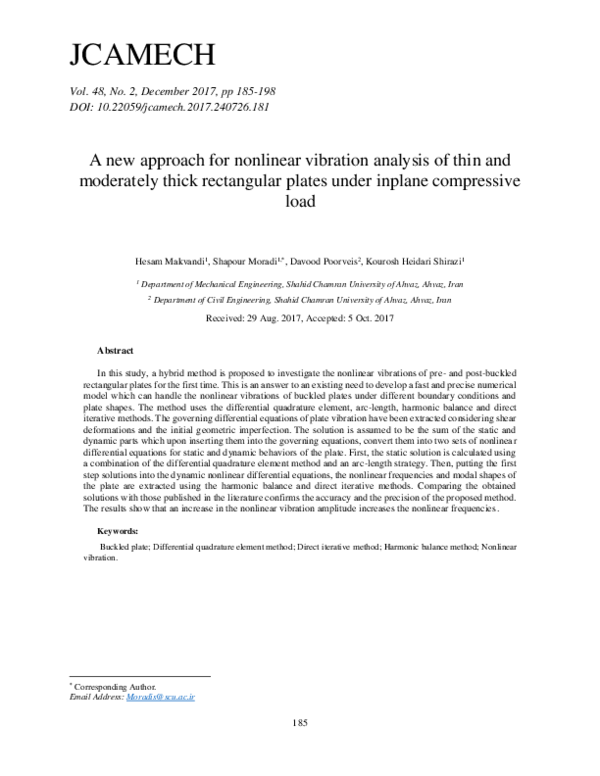 (PDF) A new approach for nonlinear vibration analysis of thin and ...