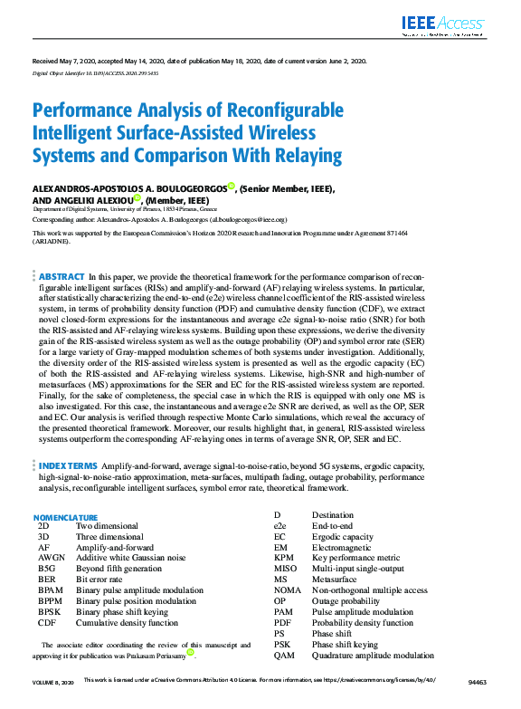 (PDF) Performance Analysis of Reconfigurable Intelligent Surface ...