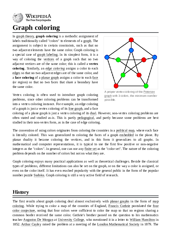 (PDF) Graph coloring