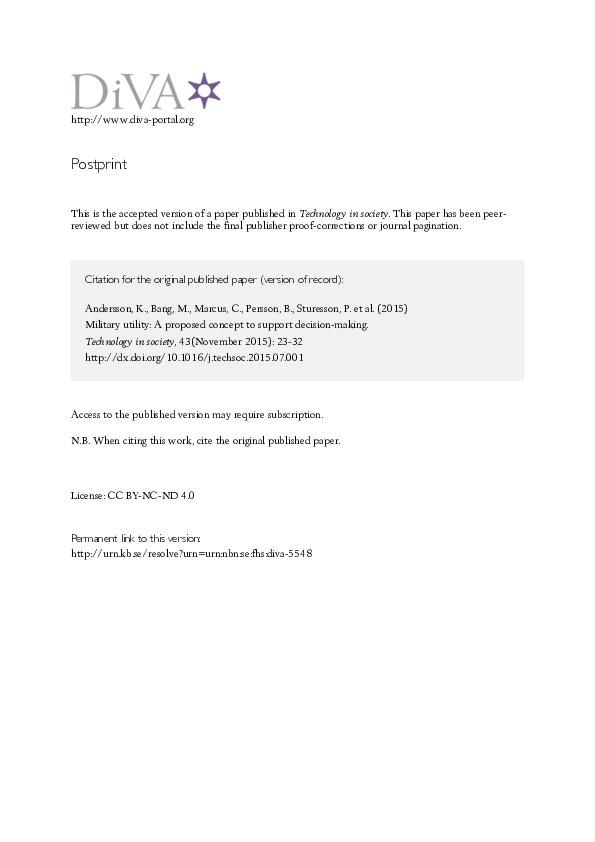 (PDF) Military utility: A proposed concept to support decision-making