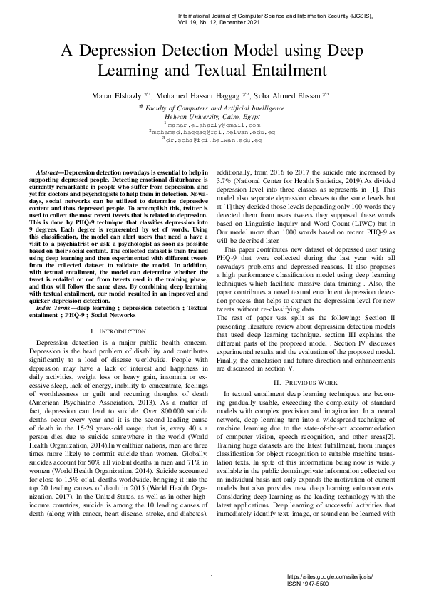 (PDF) A Depression Detection Model using Deep Learning and Textual ...